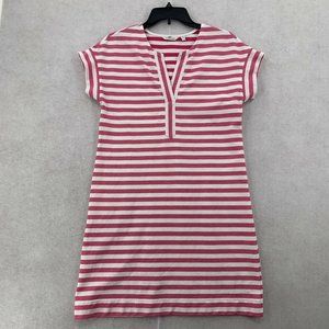 Vineyard Vines Pink Striped Short Sleeve VNeck Cotton Blend Shift Dress Womens S